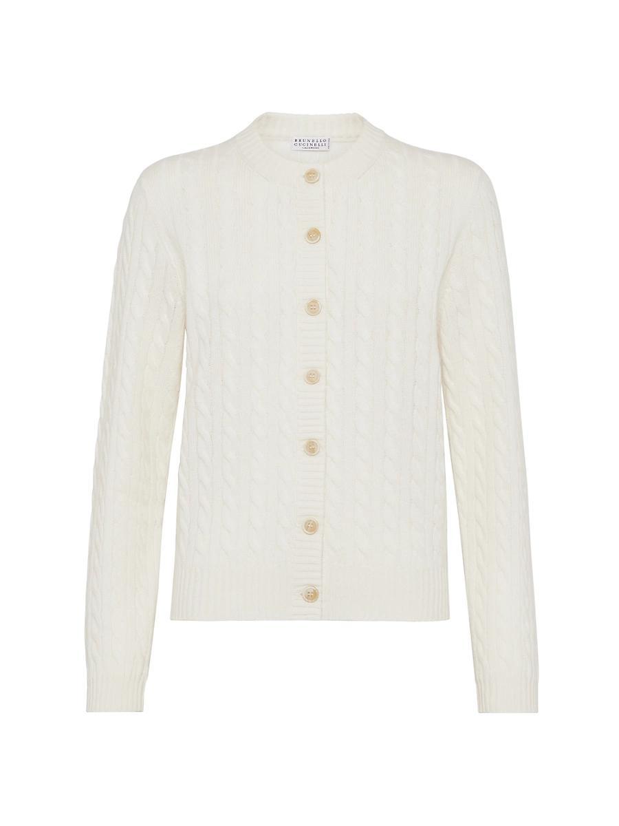Womens Cashmere Cable Knit Cardigan Product Image