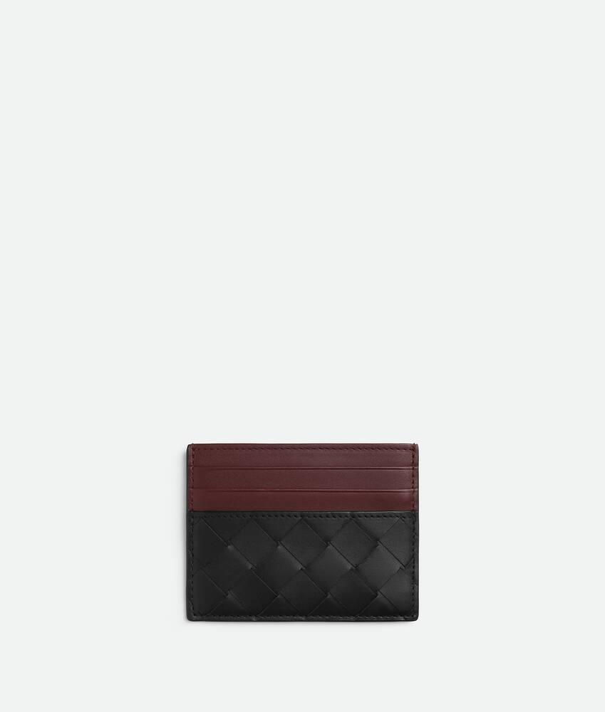 Men's Intrecciato Credit Card Case in Black/madder brown Product Image