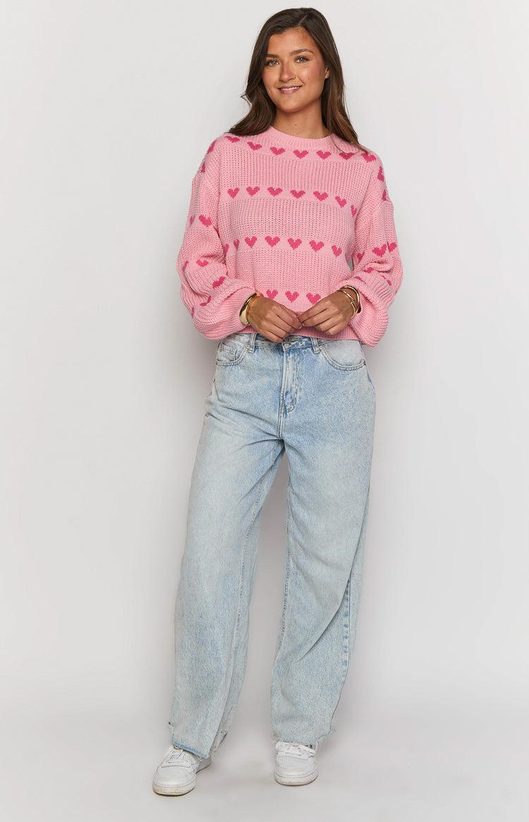 Lovey Pink Heart Stripe Jumper Product Image