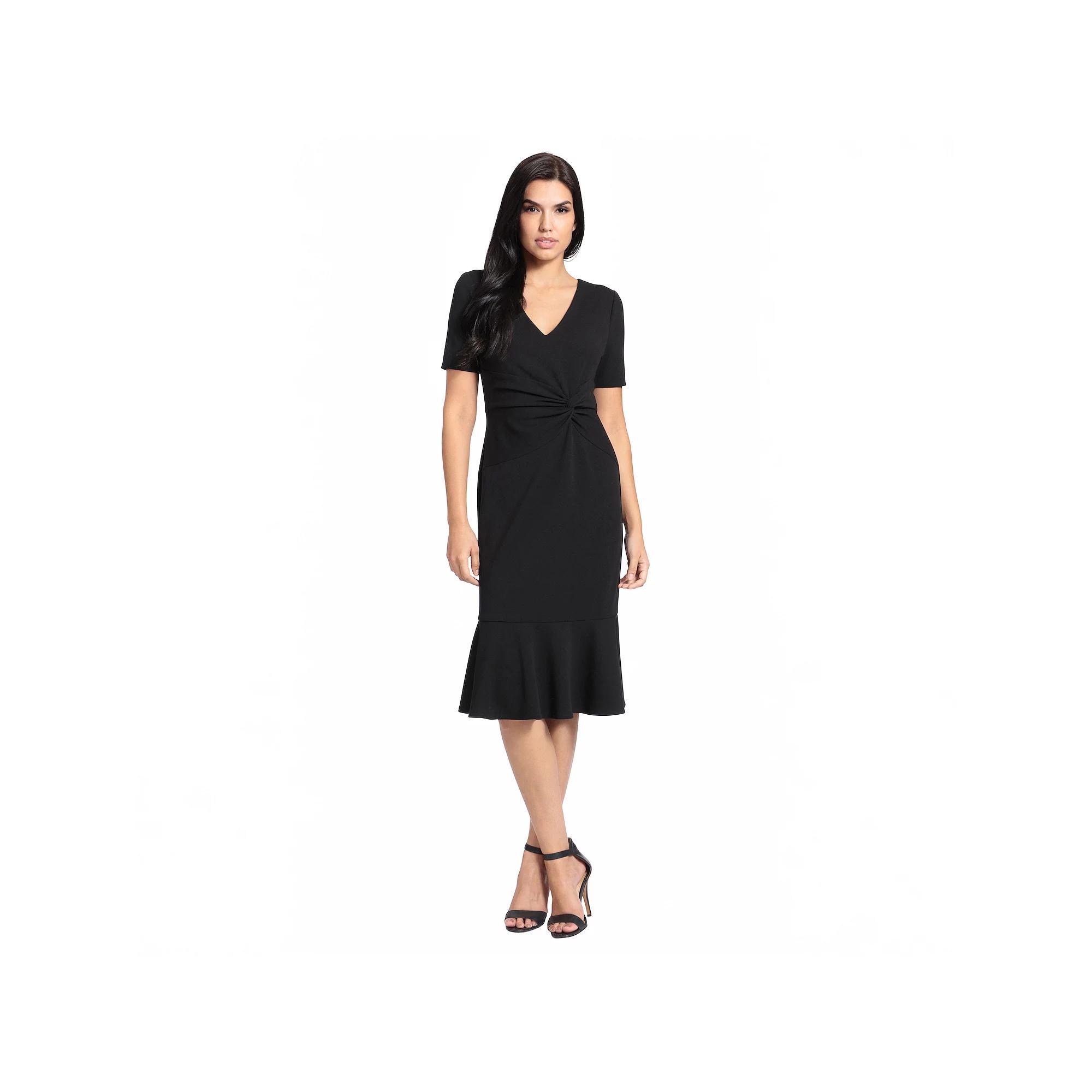 Women's London Times Flounce Midi Twist Dress, Size: 4, Black Product Image