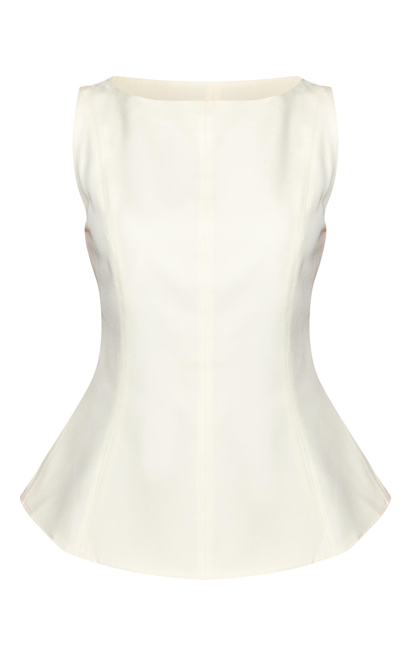 Butter Yellow Heavy Woven Tie Back Detail Structured Top Product Image