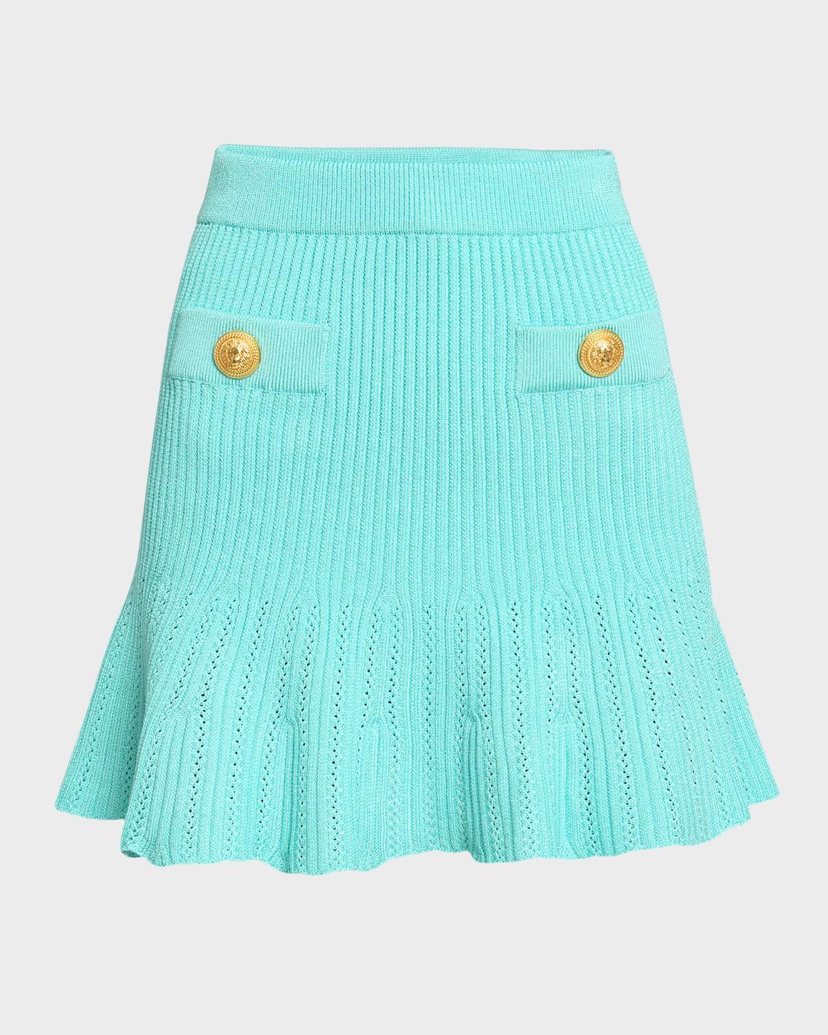 Buttoned Pointelle Rib Knit Short Cardigan Product Image
