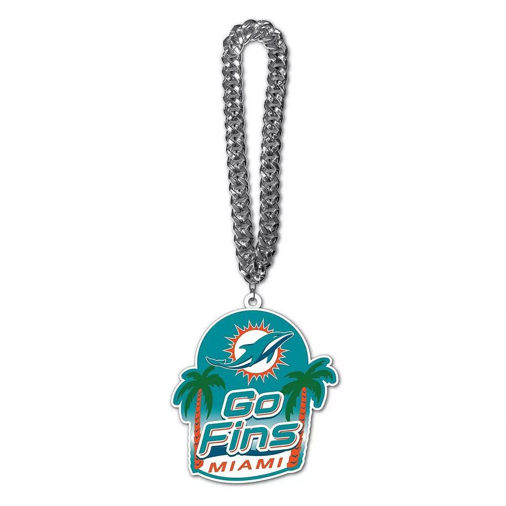 MOJO Miami Dolphins Slogan Fan Chain Necklace, Men's, White Product Image