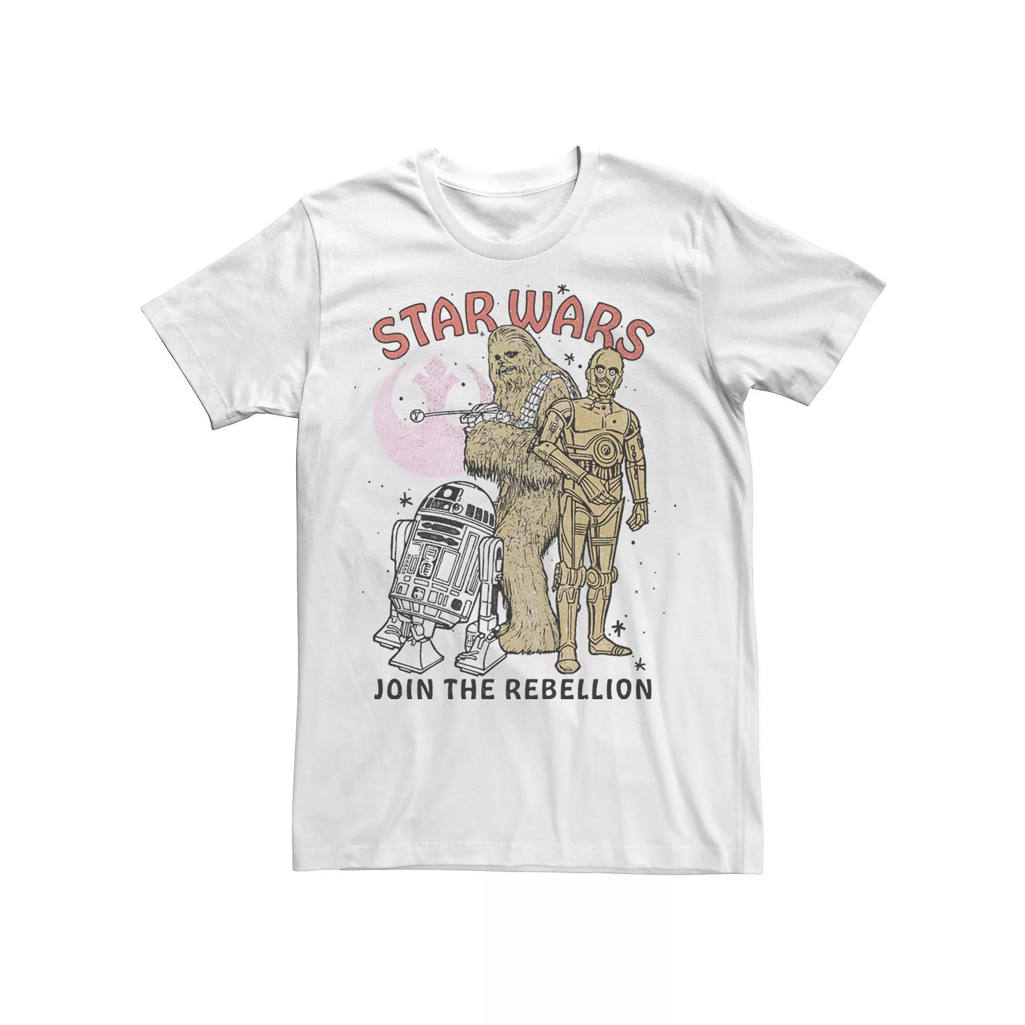 Men's Star Wars Chewbacca R2-D2 C-3PO Join The Rebellion Tee, Size: Medium, White Product Image