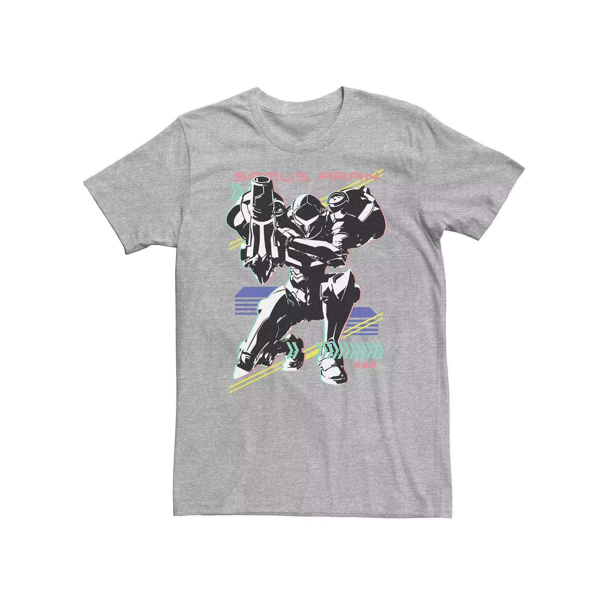 Big & Tall Nintendo Metroid Samus Aran Retro Neon Poster Tee, Men's, Size: 3XL Tall, White Product Image