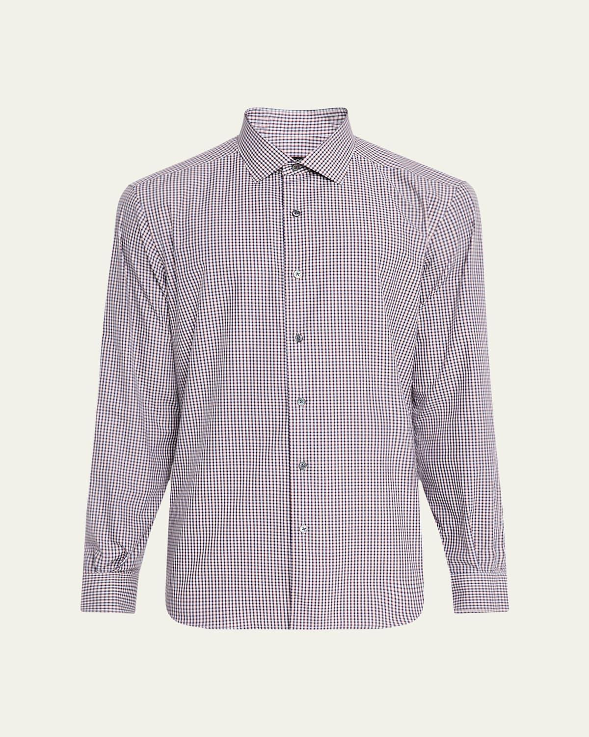 Men's Cotton Check Casual Button-Down Shirt Product Image