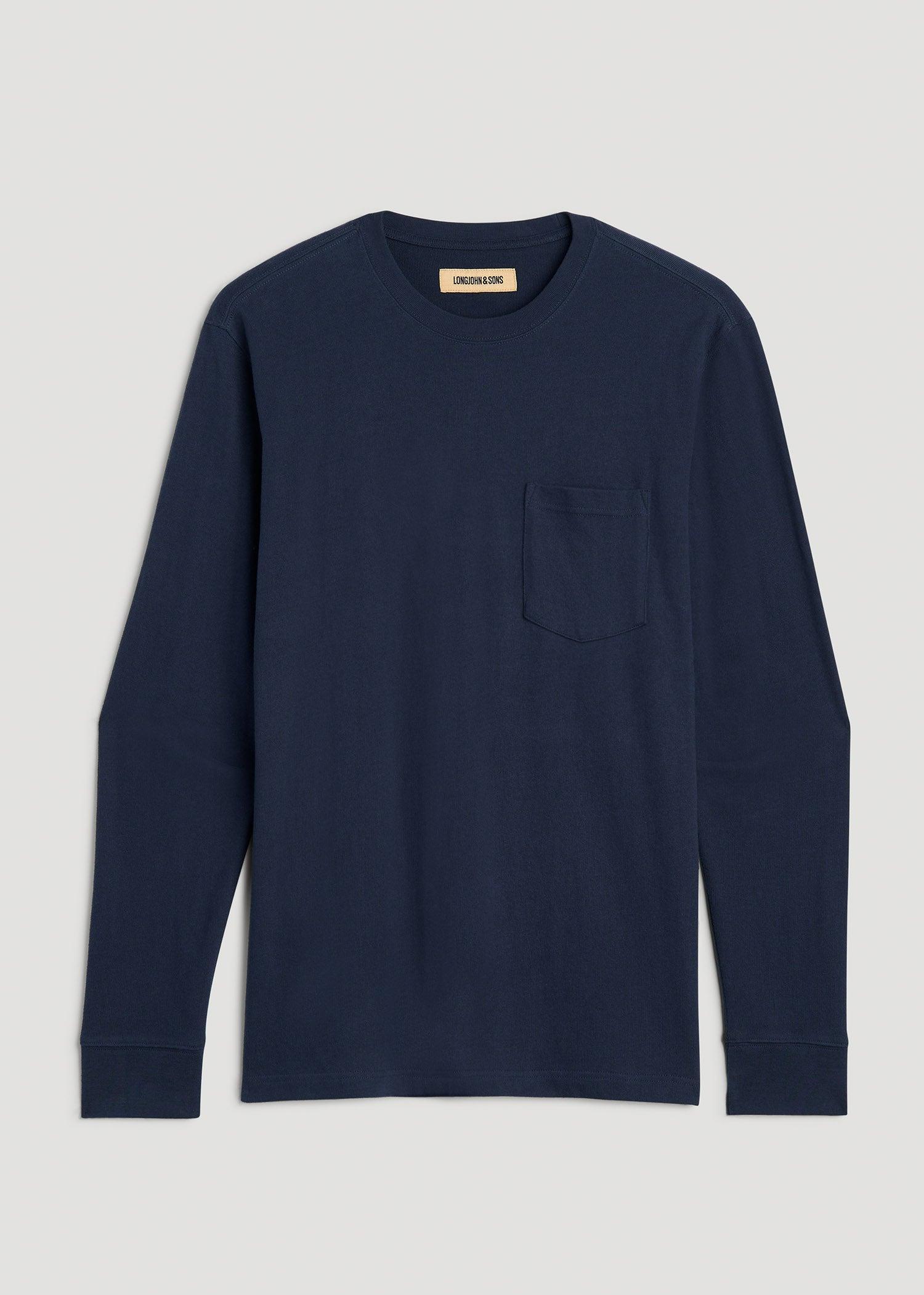 LJ&S Long Sleeve Workwear Pocket Tall Men's Tee in Midnight Navy Product Image