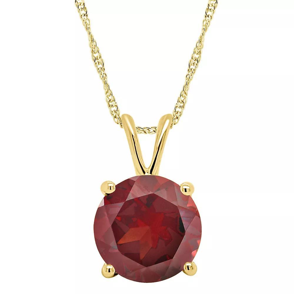 Alyson Layne 14k Gold Round Garnet Pendant Necklace, Women's, Size: 18" Product Image