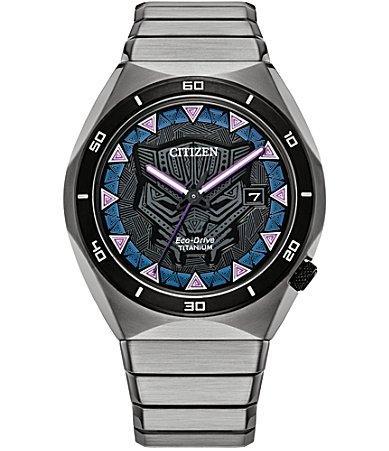 Citizen Mens Marvel Black Panther Super Titanium Bracelet Watch Product Image