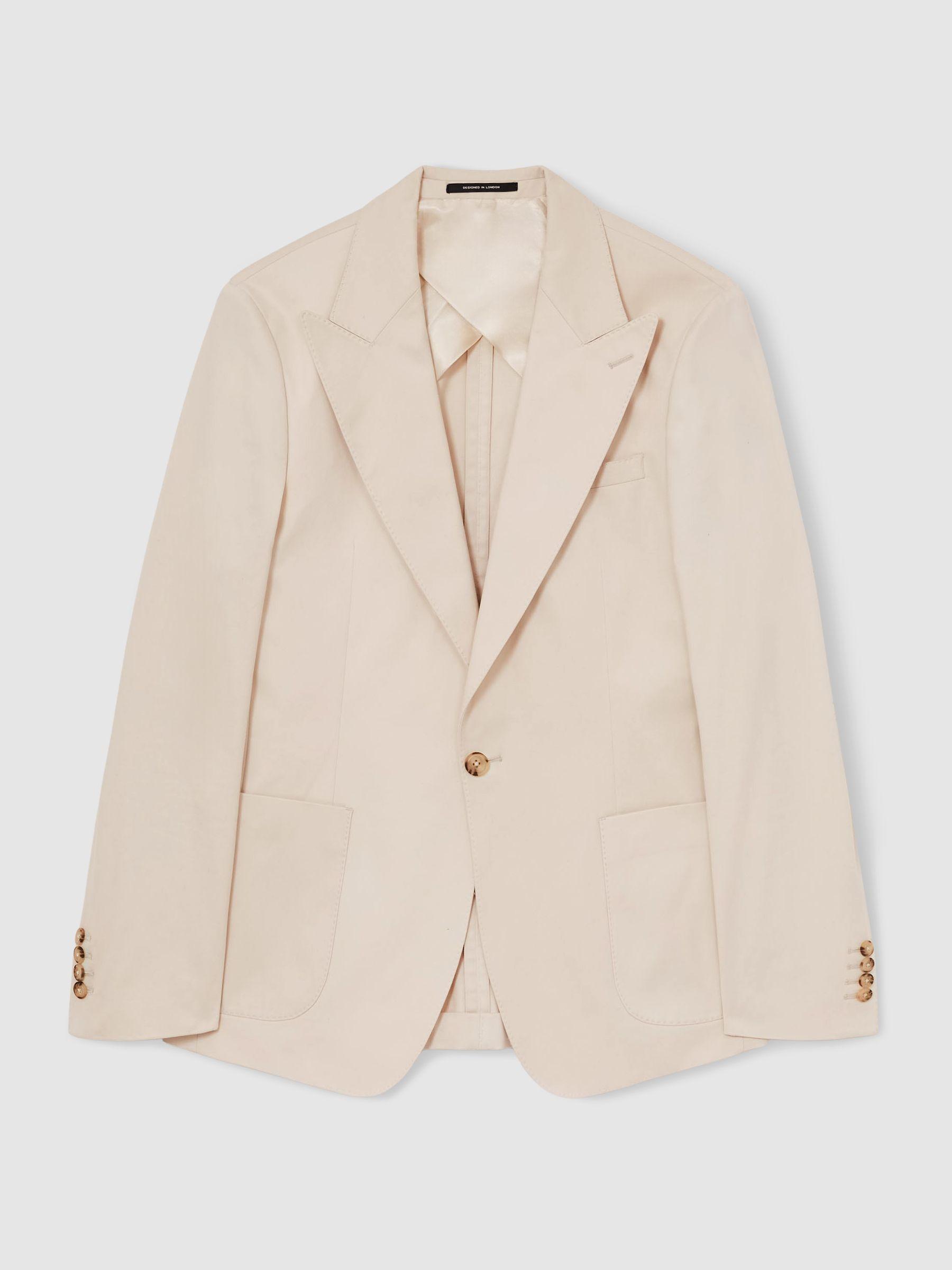 Slim-Fit Single-Breasted Suit Blazer in Stone Product Image