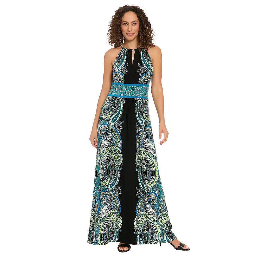 Womens London Times Scroll Halter Maxi Dress Product Image