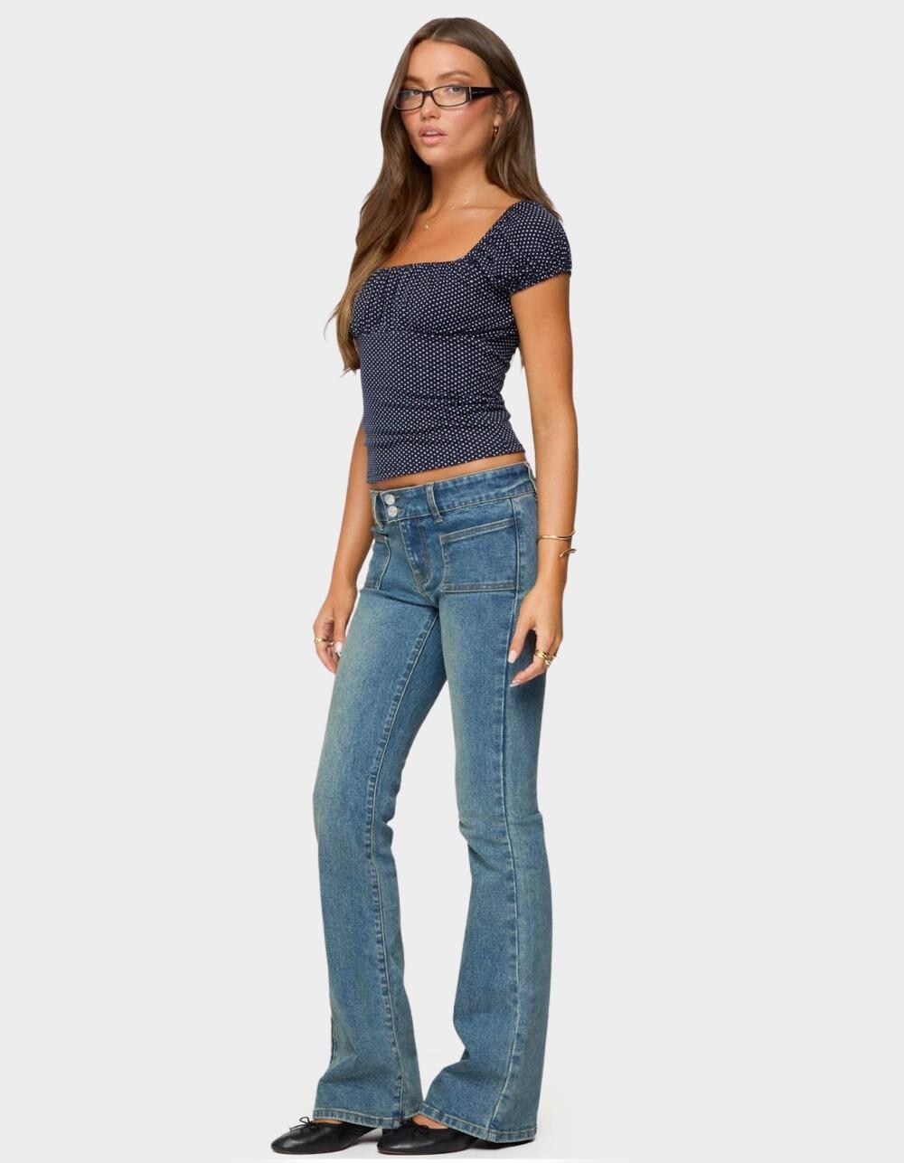 EDIKTED Stefania Polka Dot Top - NAVY Product Image