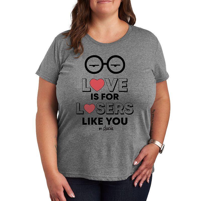 Plus Daria Love Is For Losers Graphic Tee, Womens Grey Gray Product Image