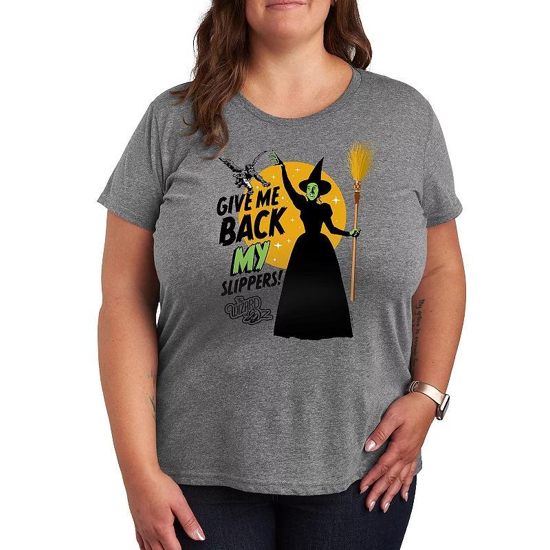 Plus The Wizard Of Oz Slippers Graphic Tee, Womens Grey Gray Product Image
