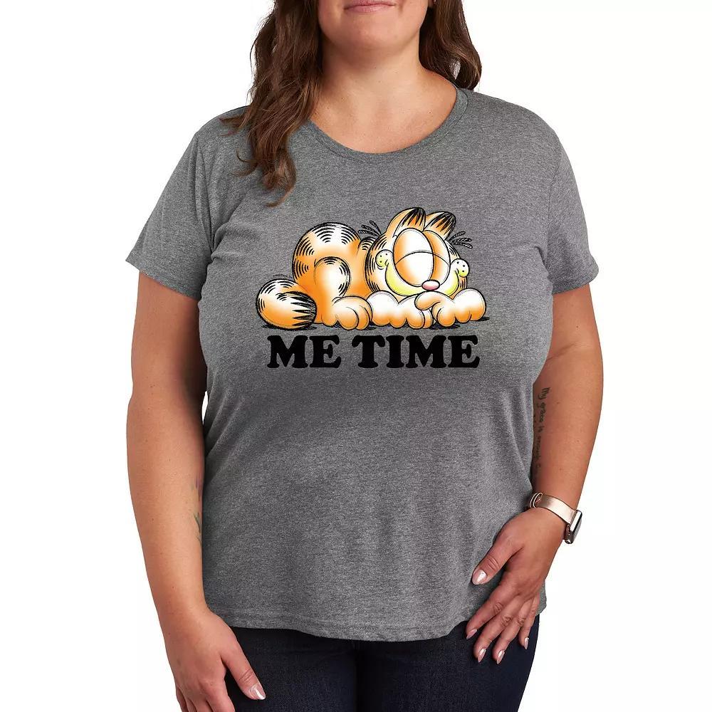Plus Garfield Me Time Sketch Graphic Tee, Womens Grey Gray Product Image