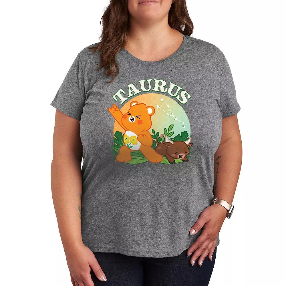 Plus Care Bears Taurus Graphic Tee, Womens Grey Blue Product Image