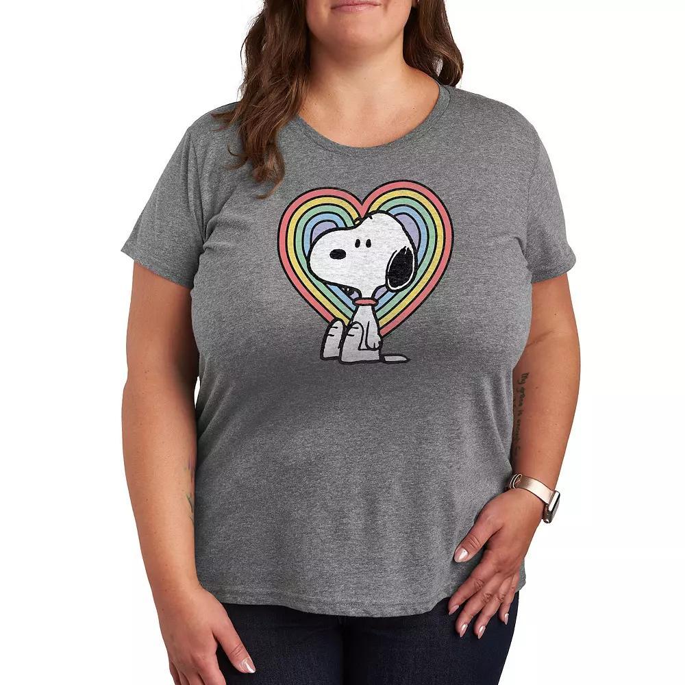 Plus Peanuts Snoopy Pastel Heart Graphic Tee, Women's, Size: 2XL, Grey Gray Product Image