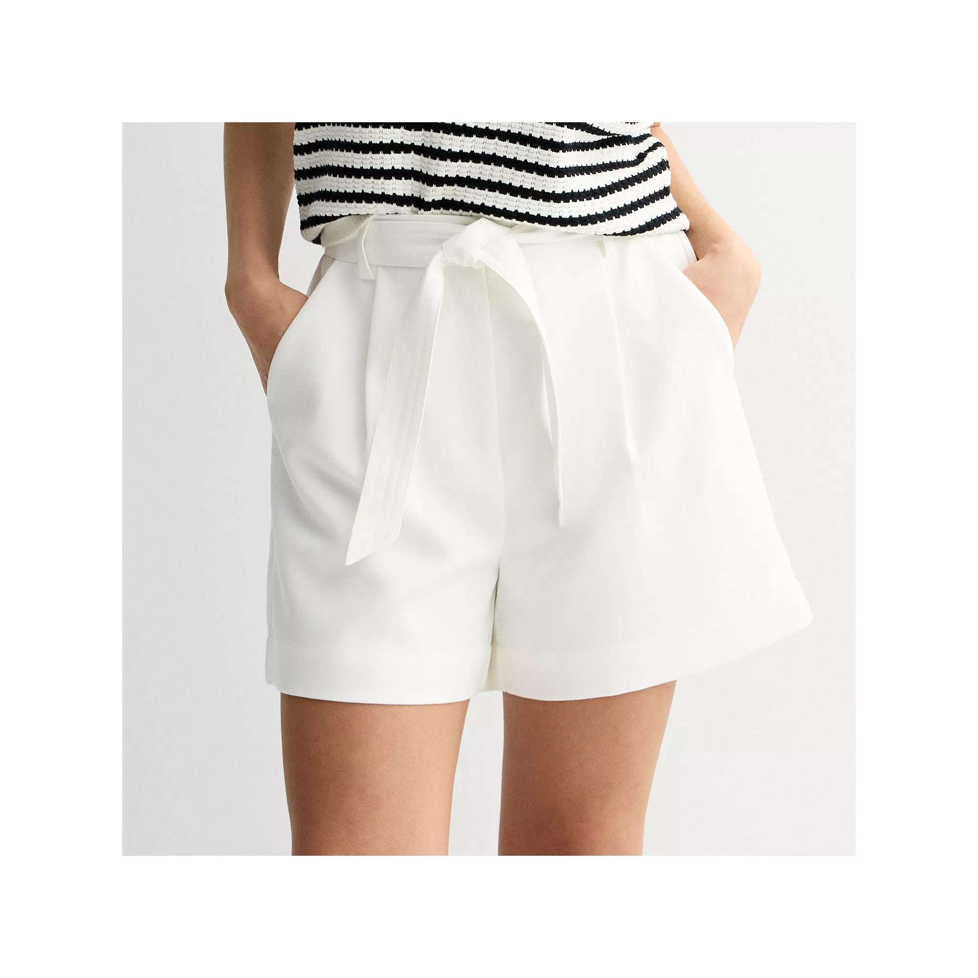 Women's Draper James Twill Belted Shorts, Size: XL, White Product Image