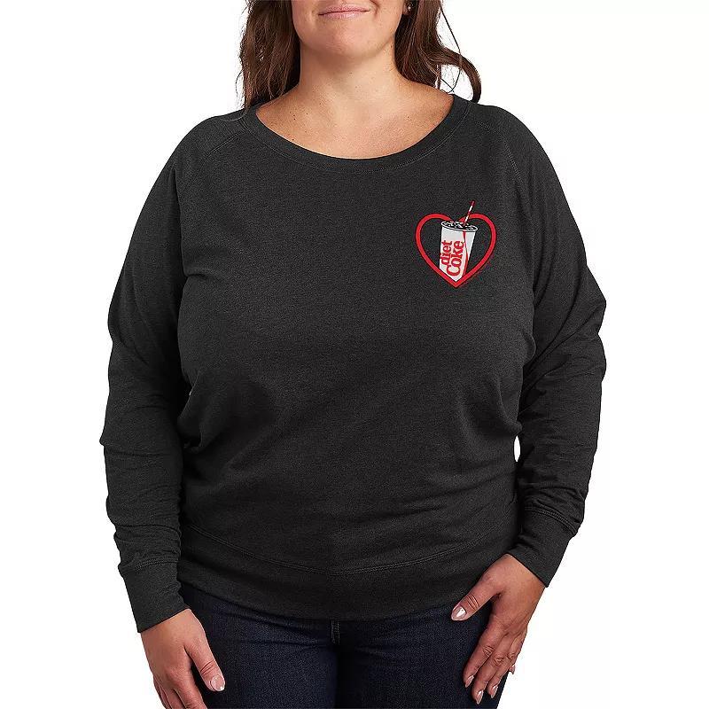 Plus Size Diet Coke Heart French Terry Long Sleeve Tee, Women's, Size: 3XL, Grey Indigo Product Image