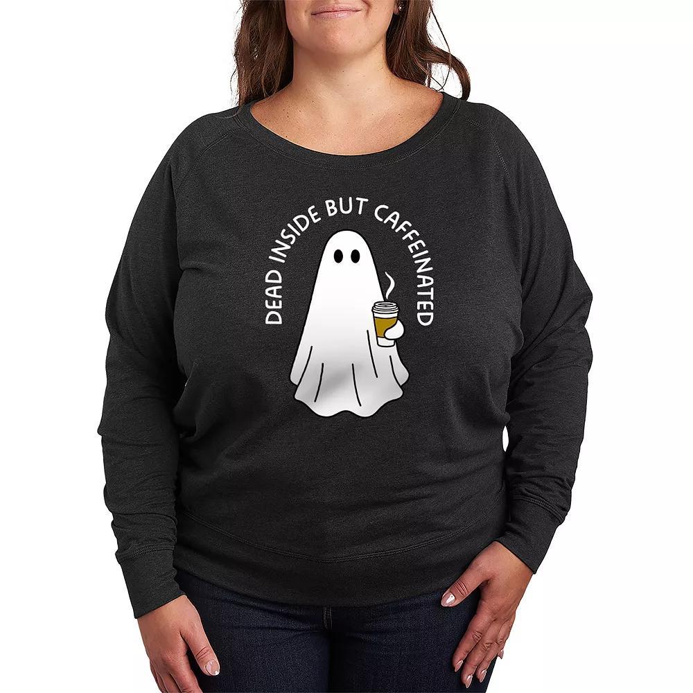 Plus Size The Dog Is My Favorite French Terry Long Sleeve Tee, Womens Grey Dark Red Product Image