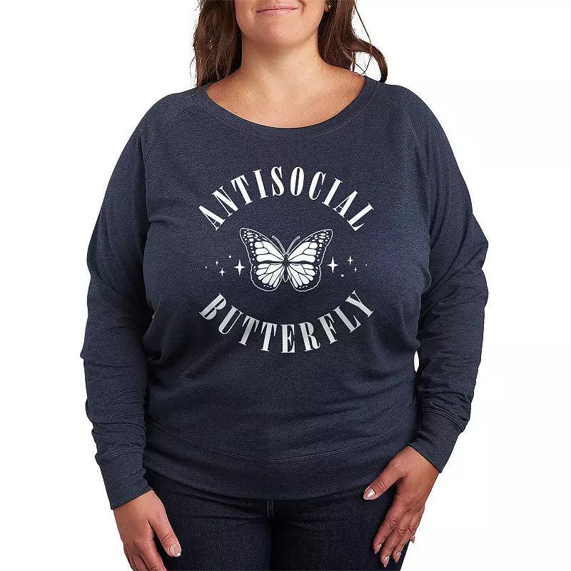 Women's Antisocial Butterfly Graphic Tee, Girl's, Size: XL, Grey Indigo Product Image