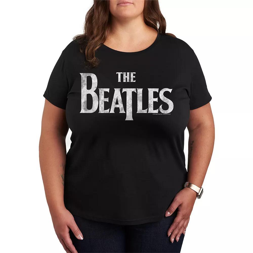 Plus Size The Beatles Logo Graphic Tee, Womens Heather Grey Product Image