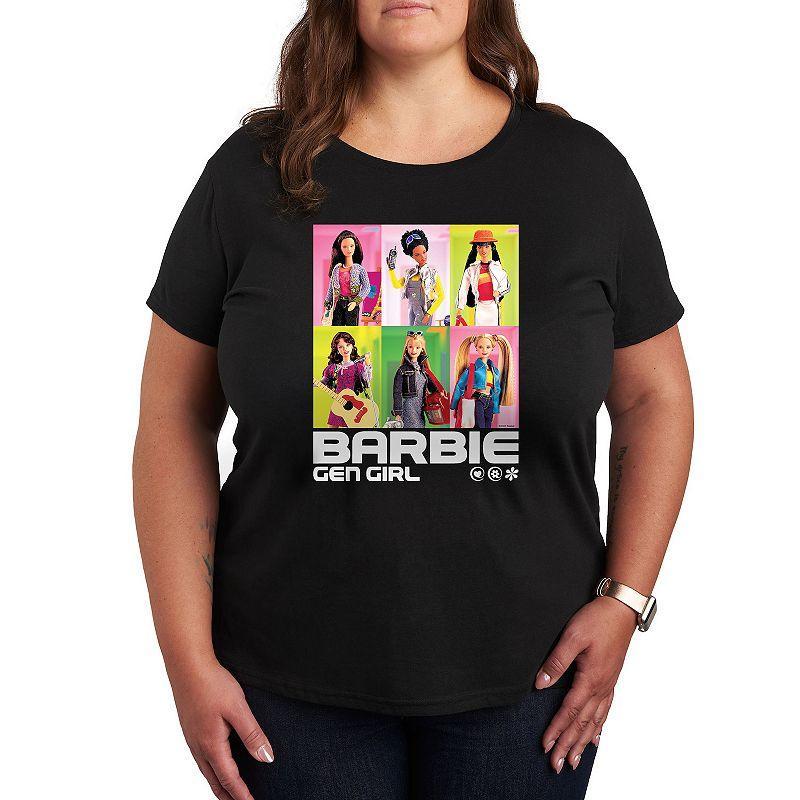 Plus Barbie Gen Girl Grid Graphic Tee, Womens Grey Blue Product Image