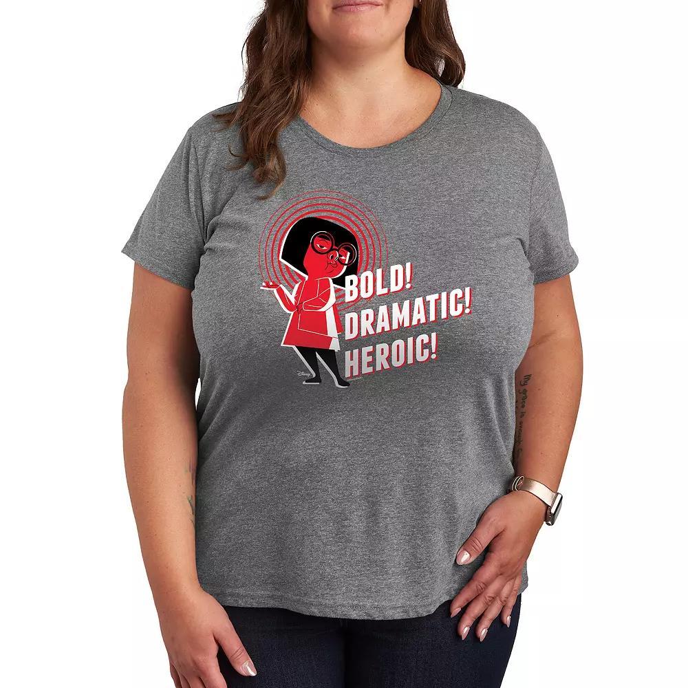 Disney / Pixars The Incredibles Plus Bold Dramatic Graphic Tee, Womens Grey Royal Blue Product Image