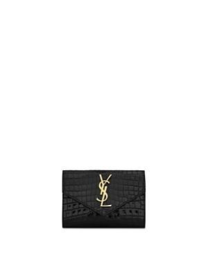 Womens Cassandre Small Envelope Wallet in Shiny Crocodile-Embossed Leather Product Image