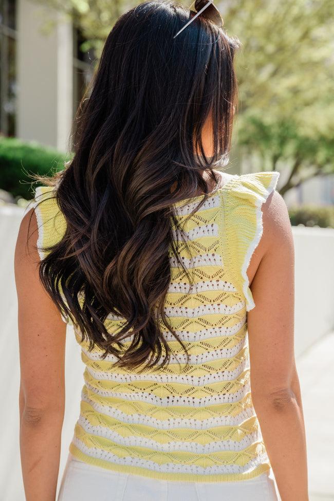 Social Hour Lime Striped Crochet Tank SALE Product Image