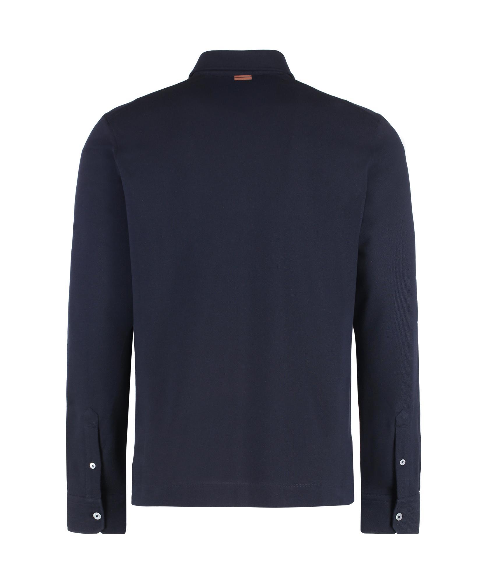 ZEGNA Long-sleeved Polo Shirt In Black Product Image