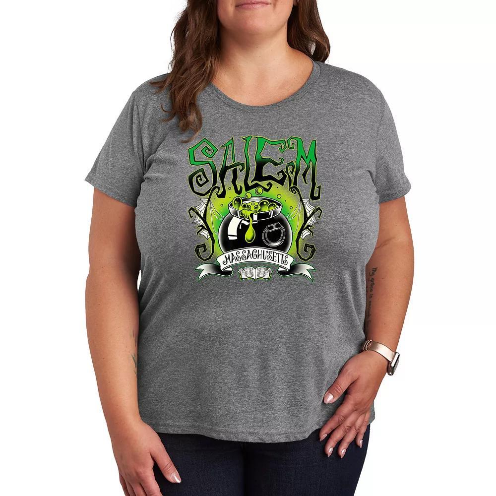 Plus Size Salem Witchy Collegiate Graphic Tee, Womens Blue Product Image