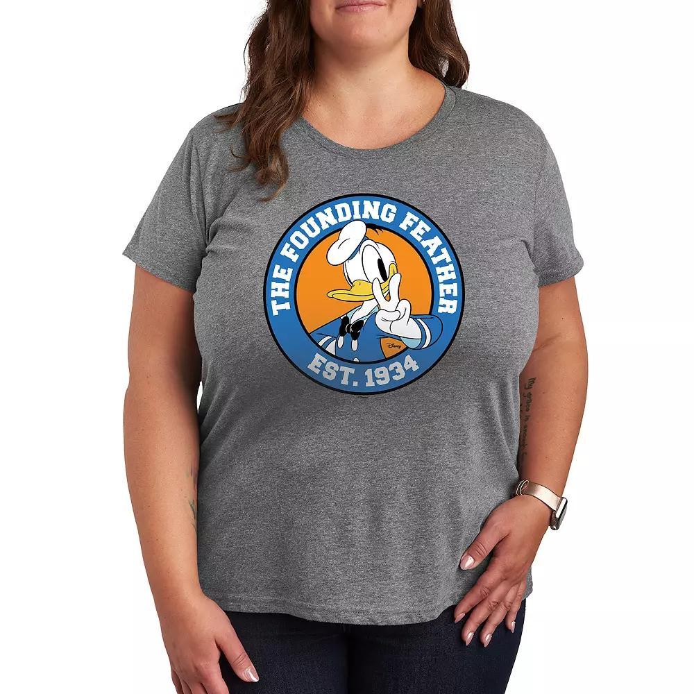 Disneys Donald Duck Plus The Founding Feather Graphic Tee, Womens Grey Gray Product Image