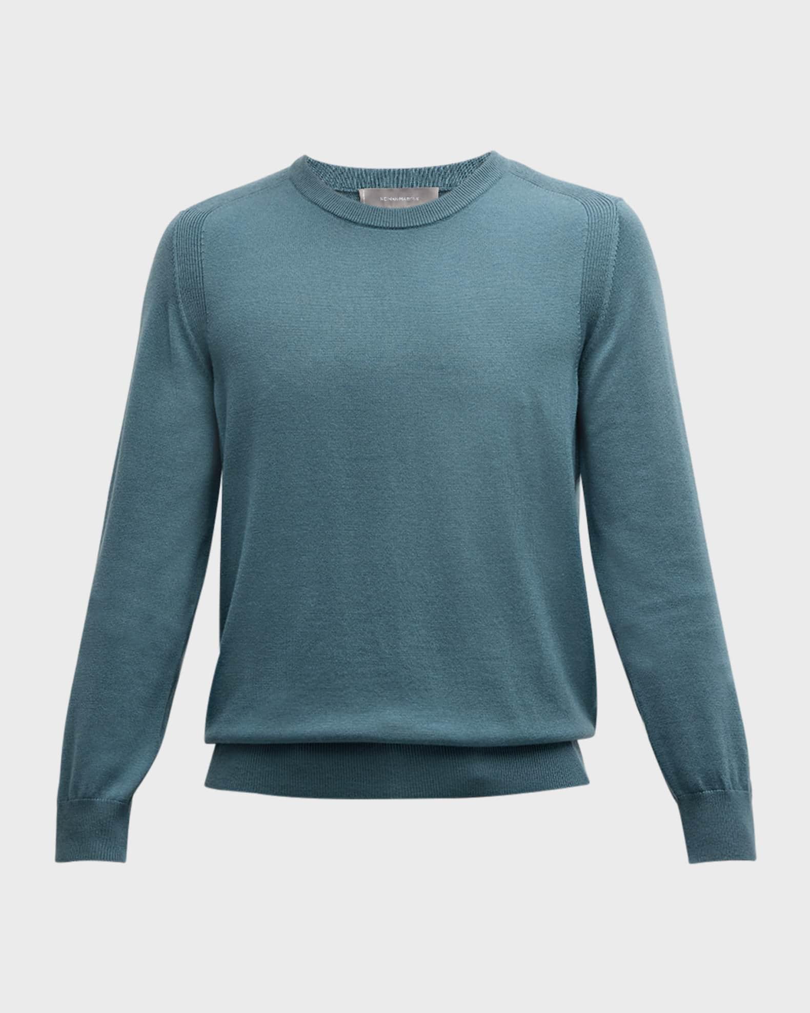 Mens Saddle-Shoulder Merino Wool Knit Sweater Product Image