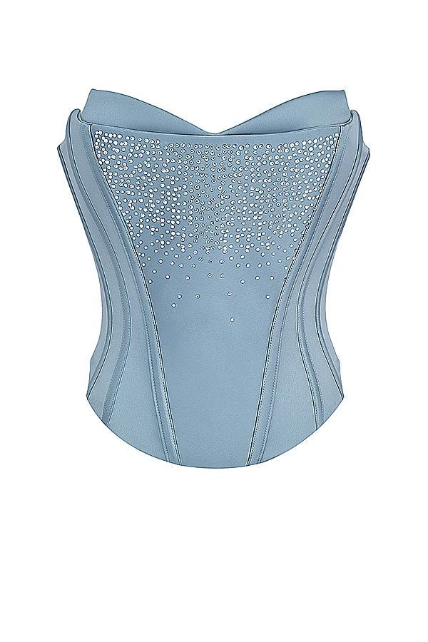 Nastassia Cool Blue Embellished Satin Corset Product Image