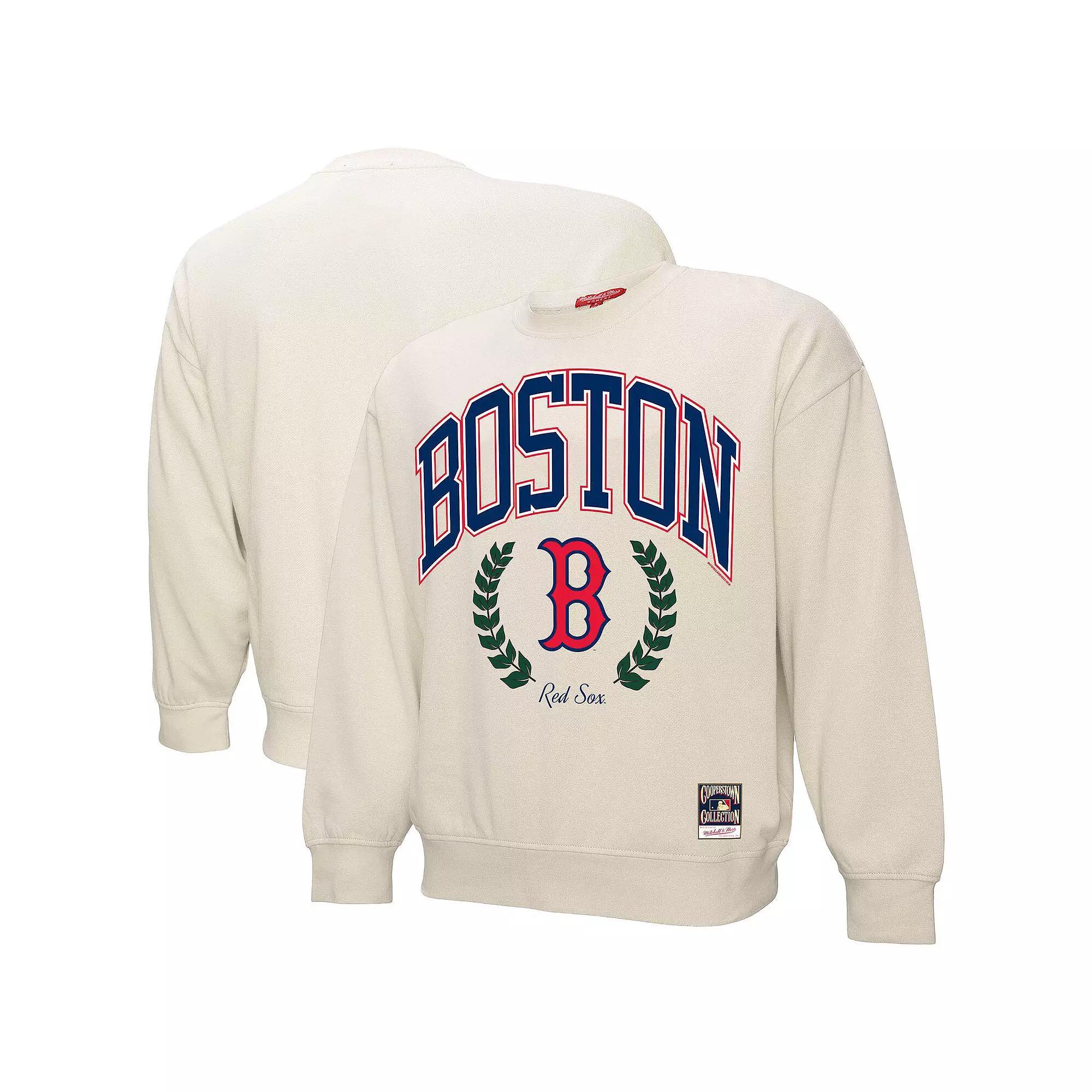 Women's Mitchell & Ness Cream Boston Red Sox Cooperstown Collection Laurel Pullover Sweatshirt, Size: 2XL, Beige Product Image