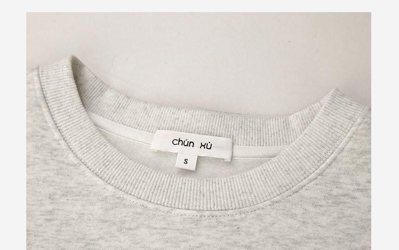 Drop Shoulder Crew Neck Lettering Printed Pullover Product Image