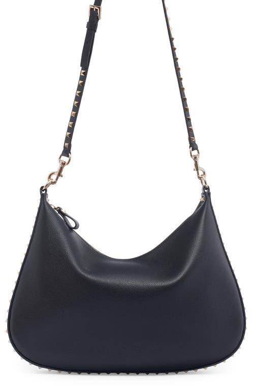 Womens Rockstud Hobo Bag in Grainy Calfskin Product Image