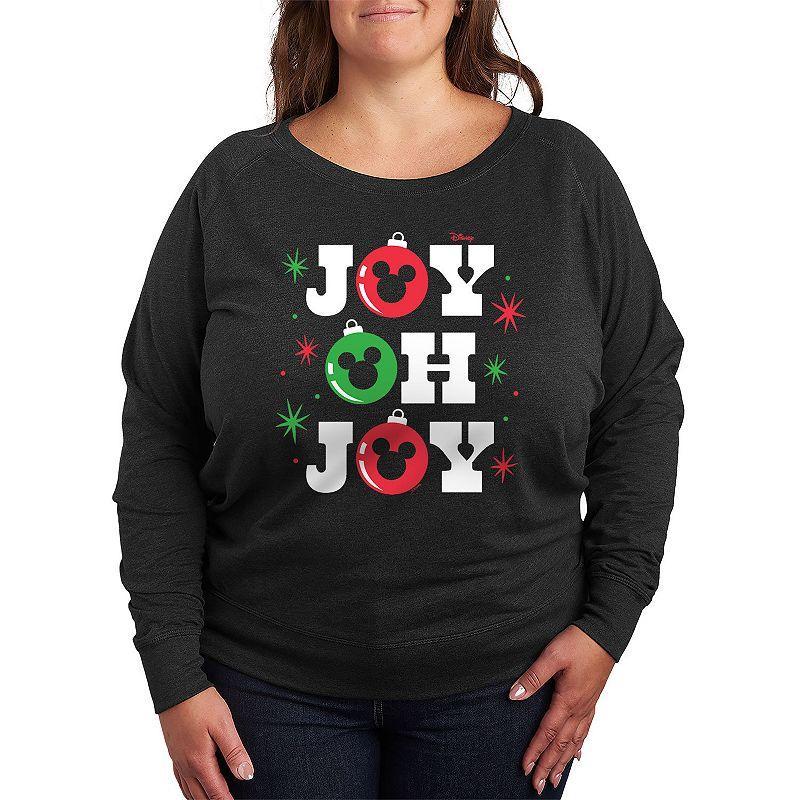 Disney's Mickey Mouse Plus Size Joy Oh Joy French Terry Long Sleeve Tee, Women's, Size: 1XL, Grey Heather Product Image