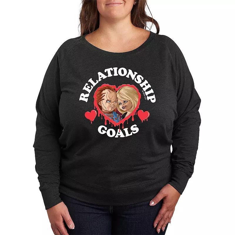 Plus Size Pokemon Sparkle Badges French Terry Long Sleeve Tee, Womens Heather Grey Product Image