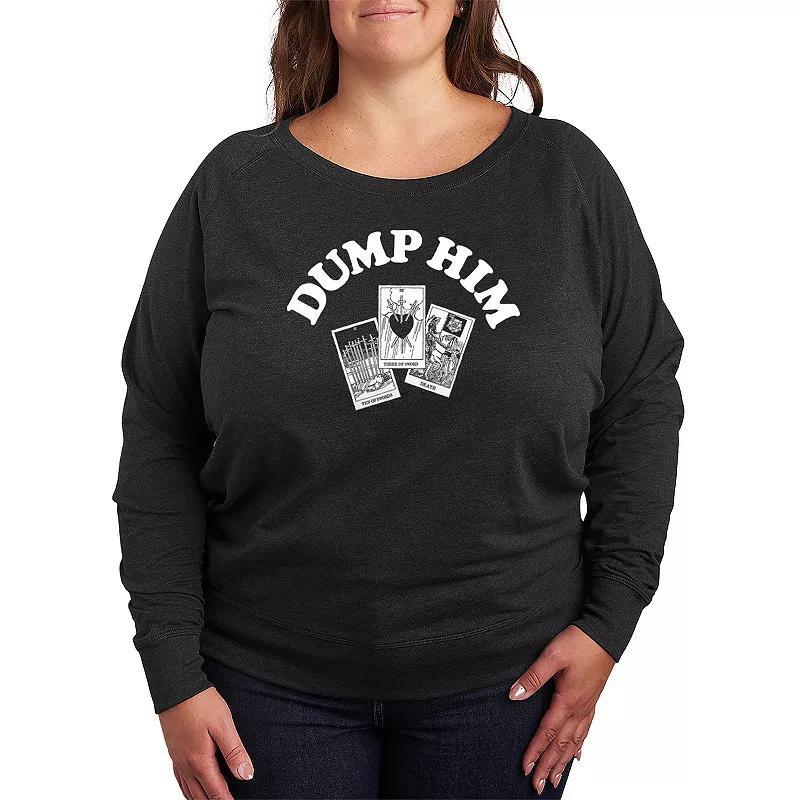 Plus Size The Dog Is My Favorite French Terry Long Sleeve Tee, Womens Grey Dark Red Product Image