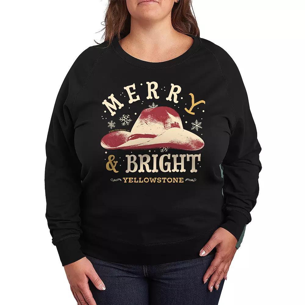 Plus Size Yellowstone Merry & Bright French Terry Long Sleeve Tee, Womens Product Image