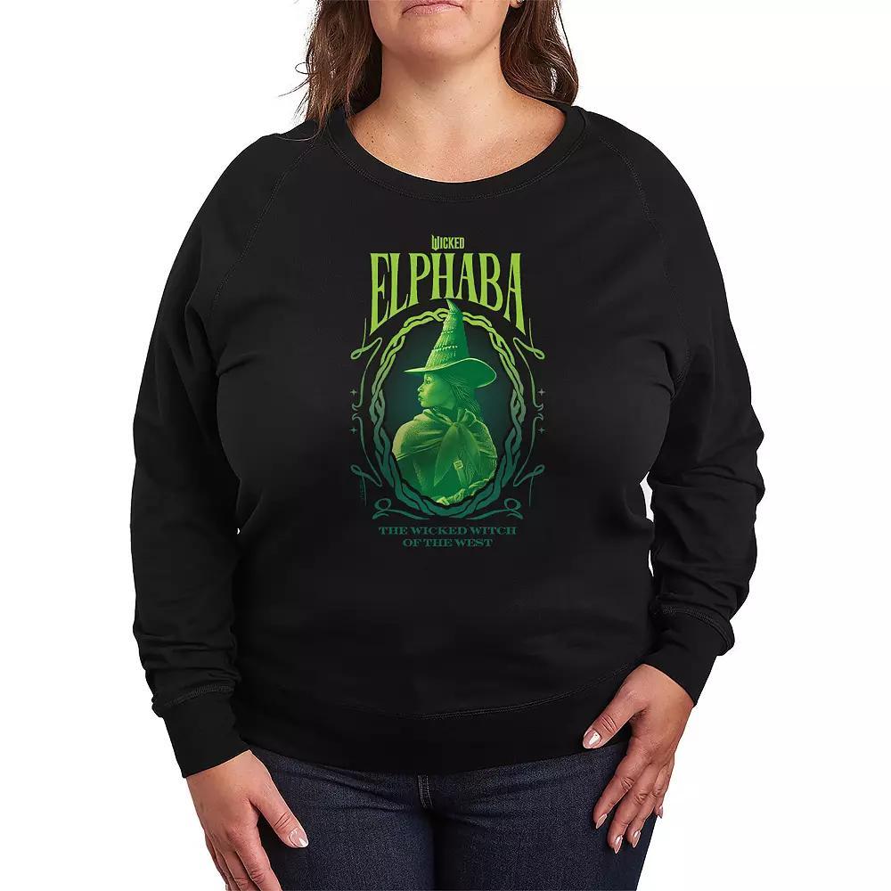 Plus Size Wicked Elphaba Wicked Witch French Terry Long Sleeve Tee, Womens Product Image