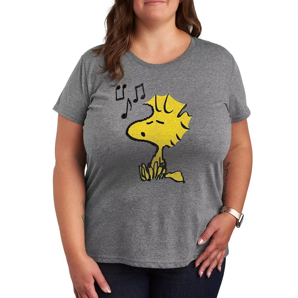 Plus Peanuts Woodstock Singing Graphic Tee, Women's, Size: 3XL, Grey Gray Product Image