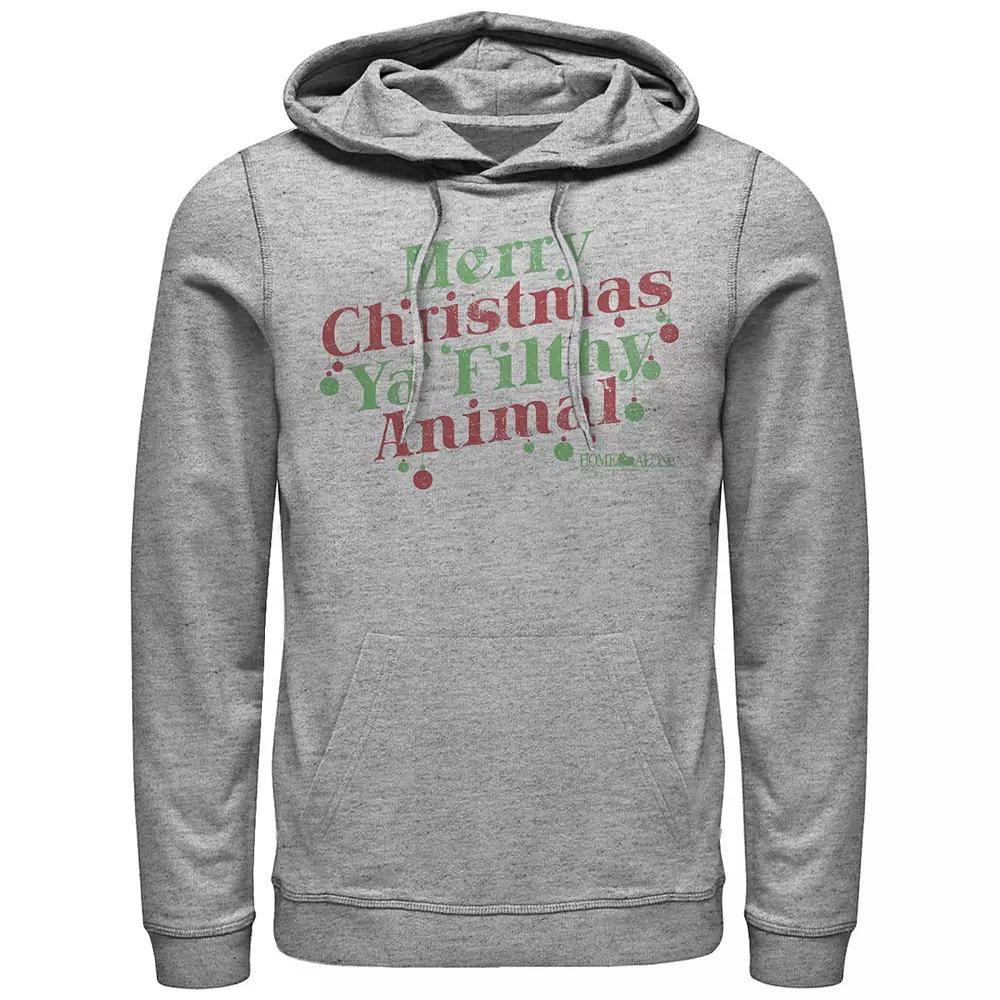 Big & Tall Home Alone Merry Christmas Ya Filthy Animal Graphic Hoodie, Men's, Size: Small, Athletic Grey Product Image