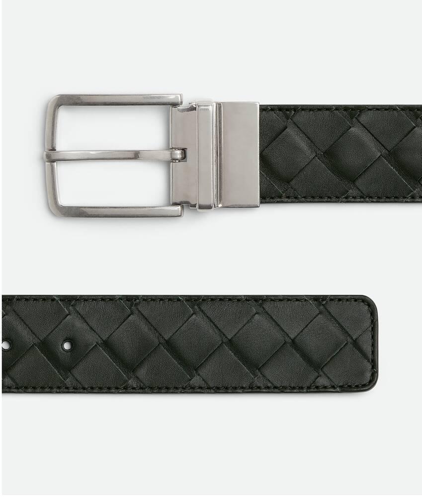 Men's Intrecciato Reversible Belt in Dark green / Barolo Product Image