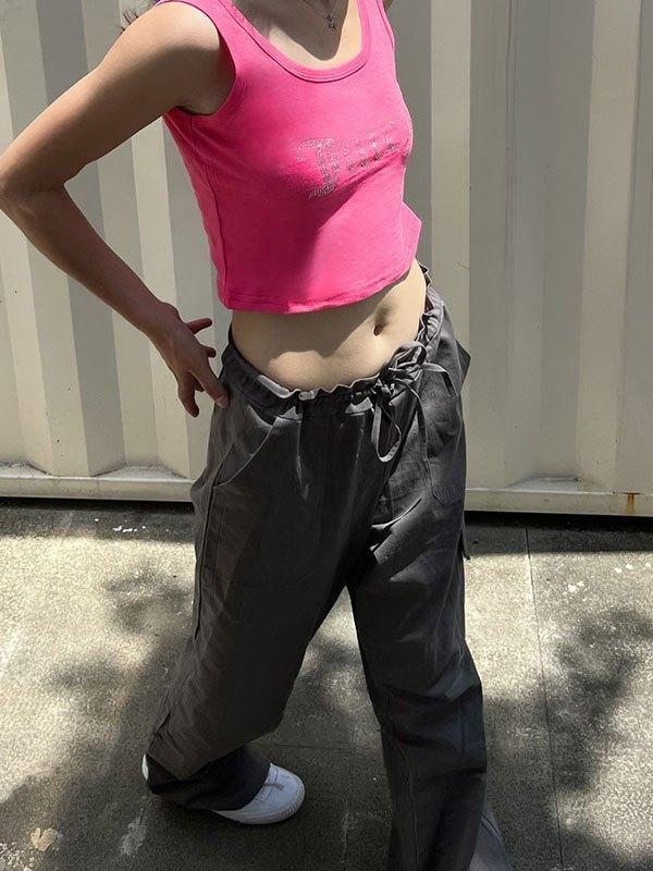 Rhinestone Letter Crop Tank Top Product Image