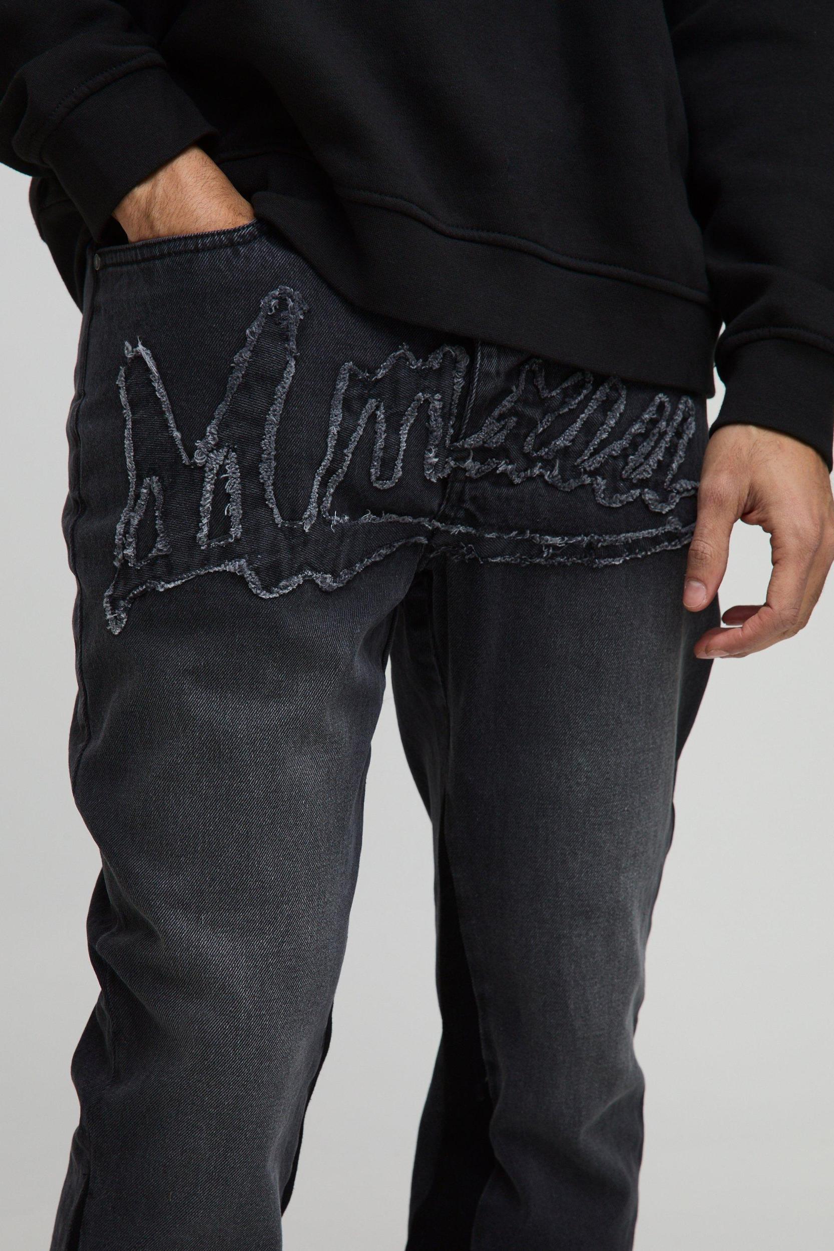 Slim Flared MMXIII Applique Gusset Jeans | boohooMAN USA Product Image