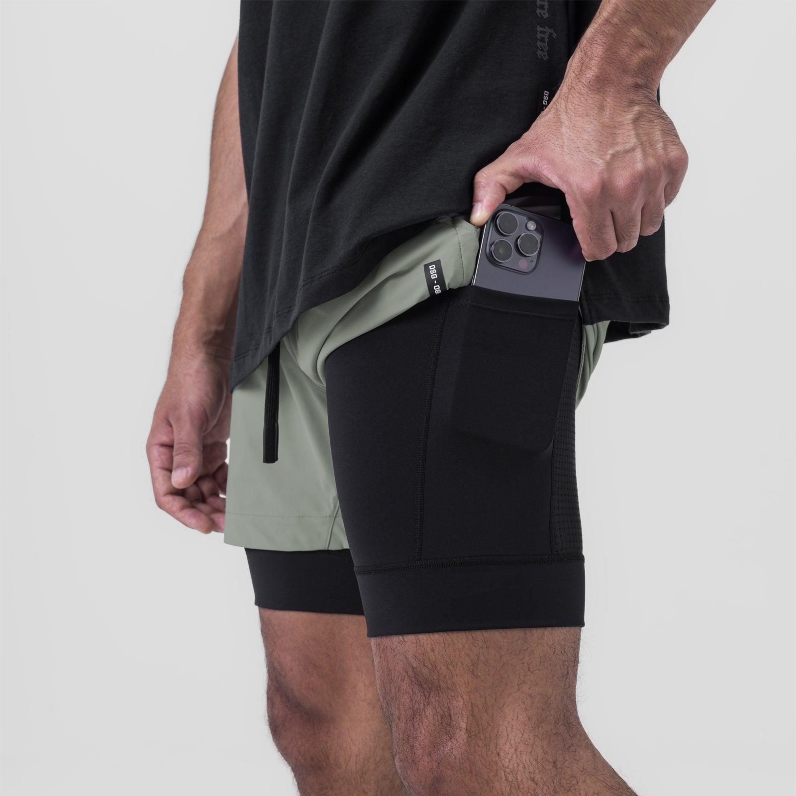 0865. Tetra-Lite® 5" Liner Short - Sage "Wings"/Black Male Product Image