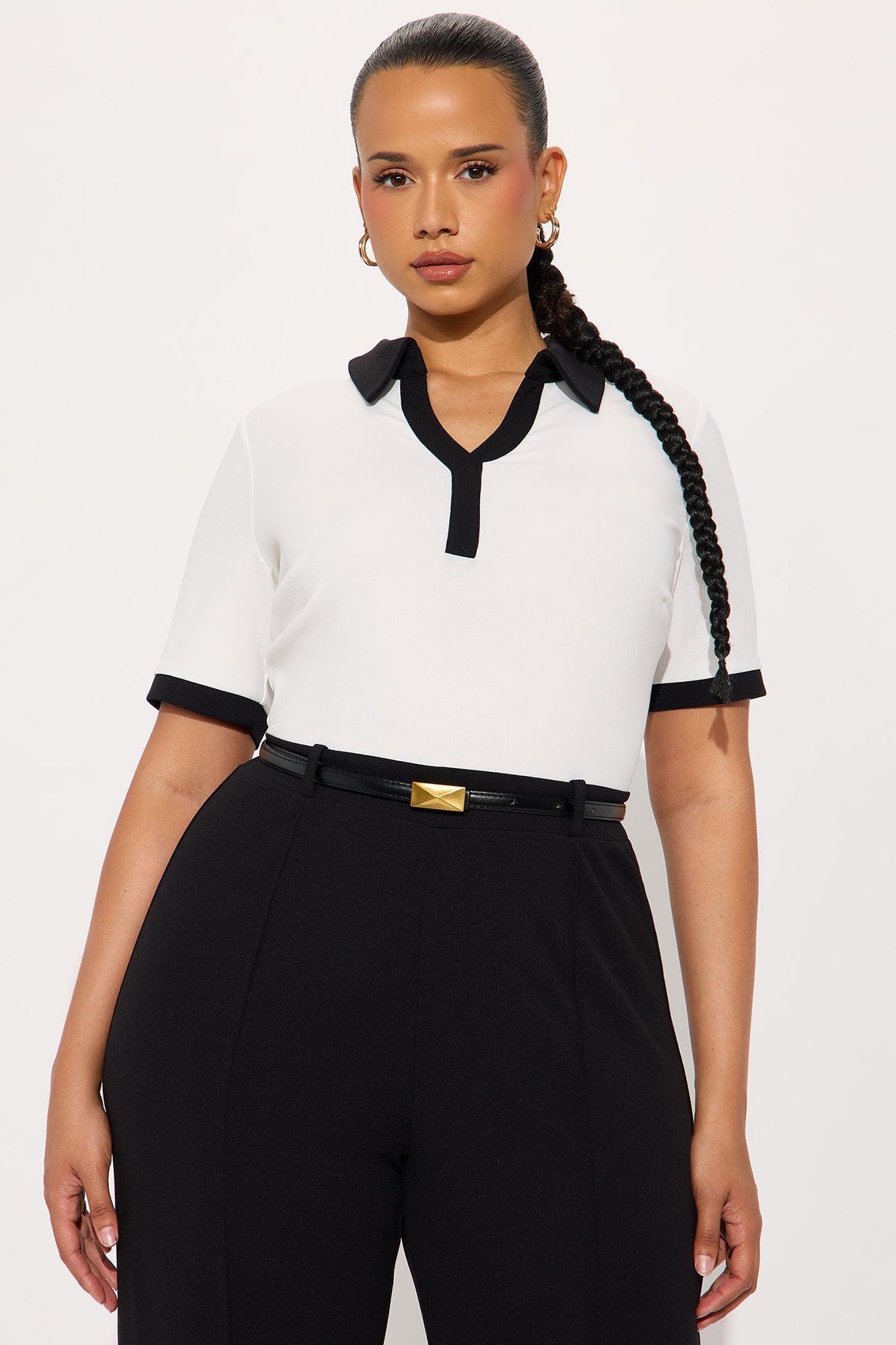 Angelique Belted Wide Leg Jumpsuit - White/Black Product Image